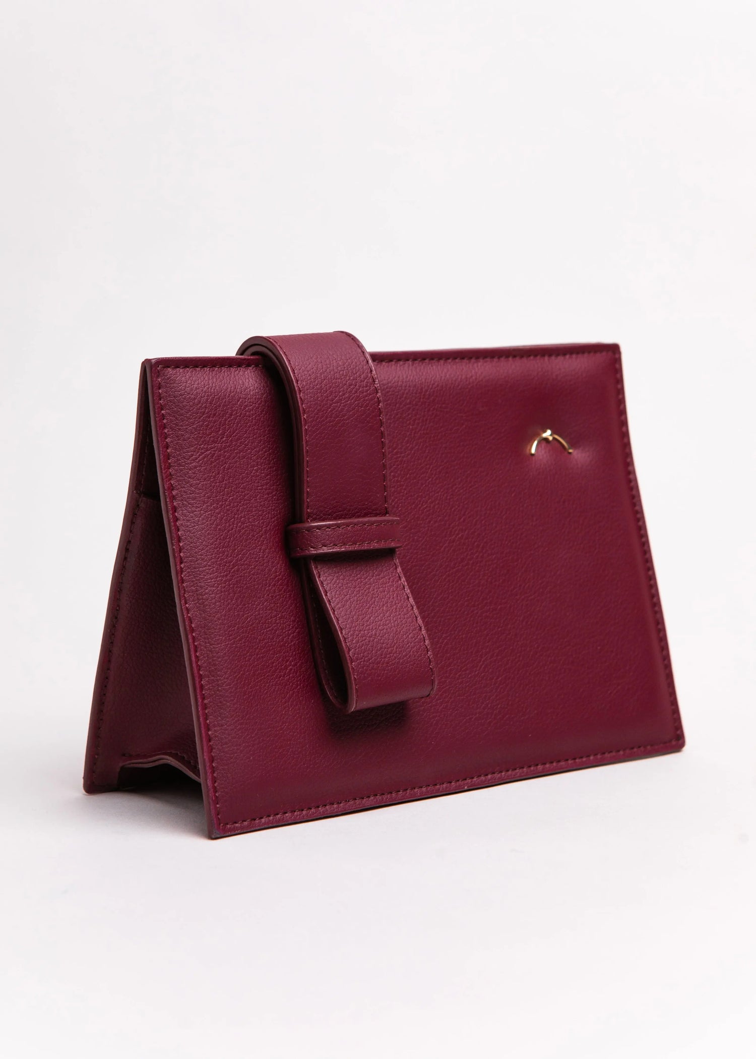 Qosmic Elara Nebula - burgundy handbag - lateral front view